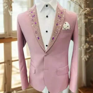 Men’s Premium Zardoji Work Blazer – Elegant Slim-Fit Jacket (Blush Pink)